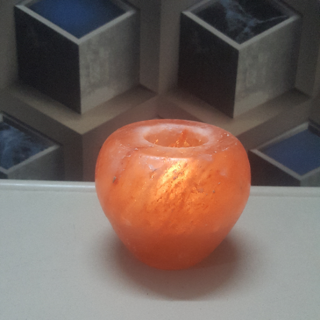himalayan apple candle holder with light